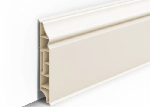 Плинтус напольный фигурный 80мм 2,2м "Идеал Дюра", 033 Кремово-белый - купить в интернет-магазине Diopt.ru