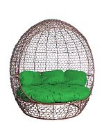 Диван Комфорт Купол с ротангом, коричневый, зелёная подушка