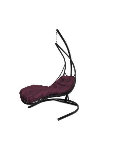 Подвесное кресло ЛЕЖАЧЕЕ, с ротангом черное, бордовая подушка - купить в интернет-магазине Diopt.ru Подвесное кресло ЛЕЖАЧЕЕ, с ротангом черное, бордовая подушка - купить в интернет-магазине Diopt.ru