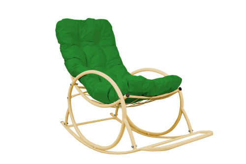Кресло-качалка Овал бежевое, зеленая подушка - купить в интернет-магазине Diopt.ru