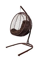 Подвесное кресло КАПЛЯ складной, с ротангом коричневое, коричневая подушка