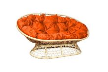 Диван МАМАСАН с ротангом бежевый, оранжевая   подушка