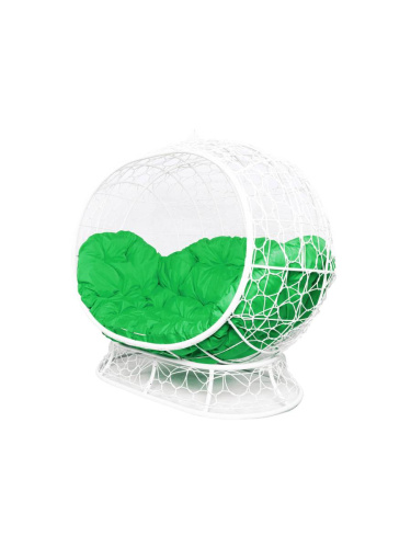 Диван УЛЕЙ на ножках с ротангом белый, зелёная подушка - купить в интернет-магазине Diopt.ru