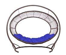 Подвесное кресло Диоген коричневое, синяя подушка