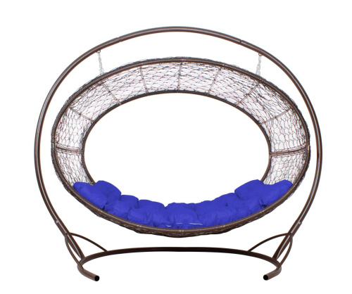 Подвесное кресло Диоген коричневое, синяя подушка - купить в интернет-магазине Diopt.ru Подвесное кресло Диоген коричневое, синяя подушка - купить в интернет-магазине Diopt.ru
