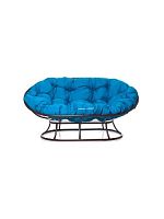 Диван МАМАСАН без ротанга коричневое, голубая подушка