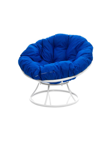 Кресло ПАПАСАН без ротанга белое, синяя подушка - купить в интернет-магазине Diopt.ru