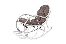 Кресло-качалка Элит белое, подушка Пепел