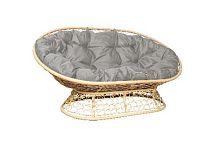 Диван МАМАСАН с ротангом бежевый, серая   подушка