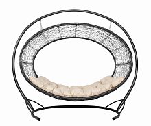 Подвесное кресло Диоген чёрное, бежевая подушка