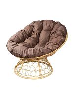 Кресло ПАПАСАН с ротангом бежевое, подушка Какао