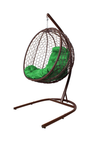 Подвесное кресло КАПЛЯ складной, с ротангом коричневое, зелёная подушка - купить в интернет-магазине Diopt.ru Подвесное кресло КАПЛЯ складной, с ротангом коричневое, зелёная подушка - купить в интернет-магазине Diopt.ru