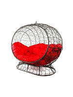 Диван УЛЕЙ на ножках с ротангом коричневый, красная подушка