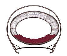 Подвесное кресло Диоген коричневое, бордовая подушка