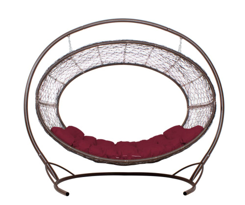 Подвесное кресло Диоген коричневое, бордовая подушка - купить в интернет-магазине Diopt.ru