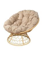 Кресло ПАПАСАН с ротангом бежевое, подушка Лен