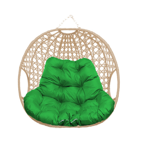 Подвесное кресло ДЛЯ ДВОИХ ЛЮКС, с ротангом, бежевое, зелёная подушка (БЕЗ СТОЙКИ) - купить в интернет-магазине Diopt.ru Подвесное кресло ДЛЯ ДВОИХ ЛЮКС, с ротангом, бежевое, зелёная подушка (БЕЗ СТОЙКИ) - купить в интернет-магазине Diopt.ru