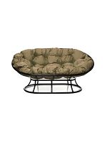 Диван МАМАСАН без ротанга чёрное, бежевая подушка