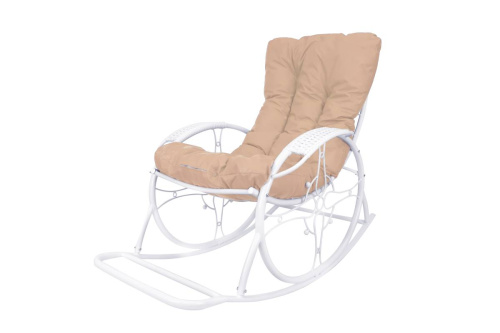 Кресло-качалка Овал ЛЮКС белое, бежевая подушка - купить в интернет-магазине Diopt.ru