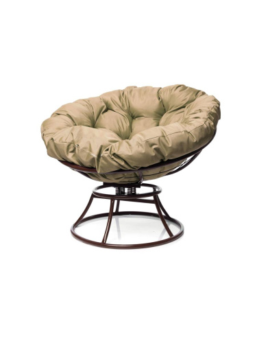 Кресло ПАПАСАН пружинка без ротанга коричневое, бежевая подушка - купить в интернет-магазине Diopt.ru