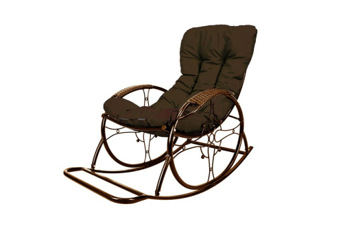 Кресло-качалка Овал ЛЮКС коричневое, коричневая подушка - купить в интернет-магазине Diopt.ru