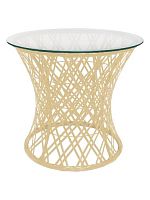 Стол Бонго макси со стеклом  (бесцветный), бежевый, диаметр 0,56 м