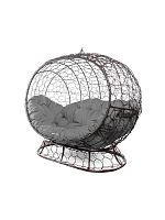 Диван УЛЕЙ на ножках с ротангом коричневый, серая подушка