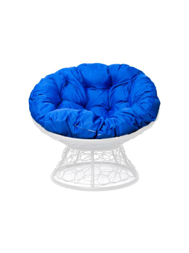 Кресло ПАПАСАН с ротангом белое, синяя подушка - купить в интернет-магазине Diopt.ru