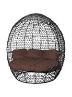 Диван Комфорт Купол с ротангом, чёрный, коричневая подушка