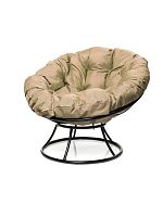 Кресло ПАПАСАН без ротанга чёрное, бежевая подушка