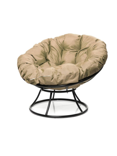 Кресло ПАПАСАН без ротанга чёрное, бежевая подушка - купить в интернет-магазине Diopt.ru