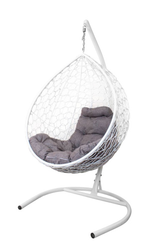 Подвесное кресло КАПЛЯ Home с ротангом белое, подушка Пепел - купить в интернет-магазине Diopt.ru
