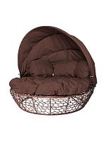 Диван Комфорт Козырек с ротангом, коричневый, коричневая подушка