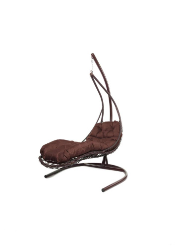 Подвесное кресло ЛЕЖАЧЕЕ, с ротангом коричневое, коричневая подушка - купить в интернет-магазине Diopt.ru