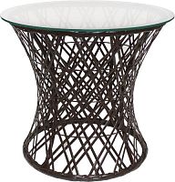 Стол Бонго макси со стеклом  (бесцветный), коричненвый, диаметр 0,56 м