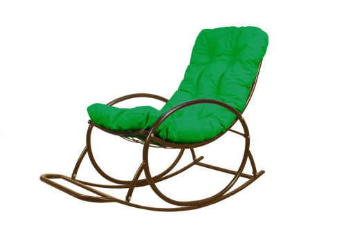 Кресло-качалка Овал коричневое, зеленая подушка - купить в интернет-магазине Diopt.ru