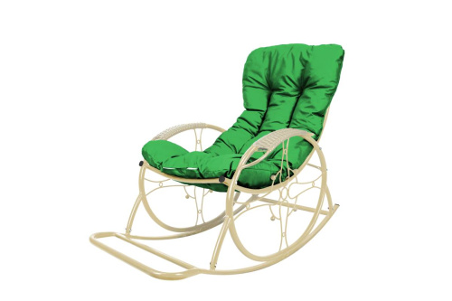 Кресло-качалка Овал ЛЮКС бежевое, зеленая подушка - купить в интернет-магазине Diopt.ru Кресло-качалка Овал ЛЮКС бежевое, зеленая подушка - купить в интернет-магазине Diopt.ru