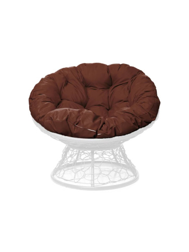 Кресло ПАПАСАН с ротангом белое, коричневая подушка - купить в интернет-магазине Diopt.ru