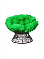 Кресло ПАПАСАН с ротангом коричневое, зелёная подушка