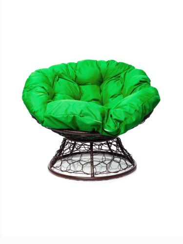 Кресло ПАПАСАН с ротангом коричневое, зелёная подушка - купить в интернет-магазине Diopt.ru