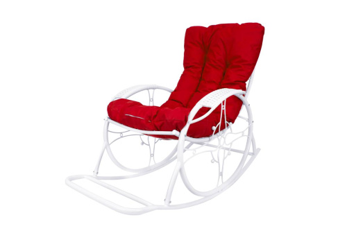 Кресло-качалка Овал ЛЮКС белое, красная подушка - купить в интернет-магазине Diopt.ru