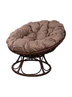 Кресло ПАПАСАН Home с ротангом коричневое, подушка Какао