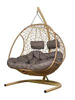 Подвесное кресло ДОБРЫНЯ Home бежевое, подушка Пепел (Ткань рогожка)