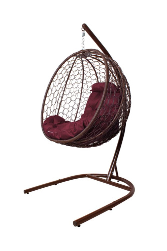 Подвесное кресло КАПЛЯ складной, с ротангом коричневое, бордовая подушка - купить в интернет-магазине Diopt.ru Подвесное кресло КАПЛЯ складной, с ротангом коричневое, бордовая подушка - купить в интернет-магазине Diopt.ru