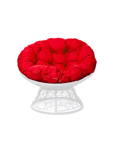 Кресло ПАПАСАН с ротангом белое, красная подушка - купить в интернет-магазине Diopt.ru Кресло ПАПАСАН с ротангом белое, красная подушка - купить в интернет-магазине Diopt.ru