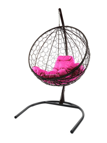 Подвесное кресло КРУГ с ротангом чёрное, розовая подушка - купить в интернет-магазине Diopt.ru