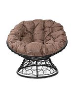 Кресло ПАПАСАН с ротангом чёрное, подушка Какао