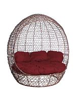 Диван Комфорт Купол с ротангом, коричневый, бордовая подушка