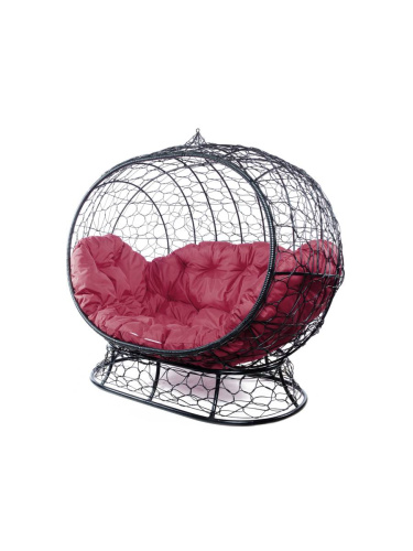 Диван УЛЕЙ на ножках с ротангом чёрный, бордовая подушка - купить в интернет-магазине Diopt.ru Диван УЛЕЙ на ножках с ротангом чёрный, бордовая подушка - купить в интернет-магазине Diopt.ru