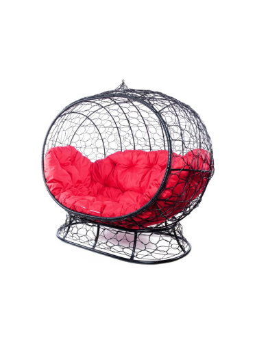 Диван УЛЕЙ на ножках с ротангом чёрный, красная подушка - купить в интернет-магазине Diopt.ru Диван УЛЕЙ на ножках с ротангом чёрный, красная подушка - купить в интернет-магазине Diopt.ru